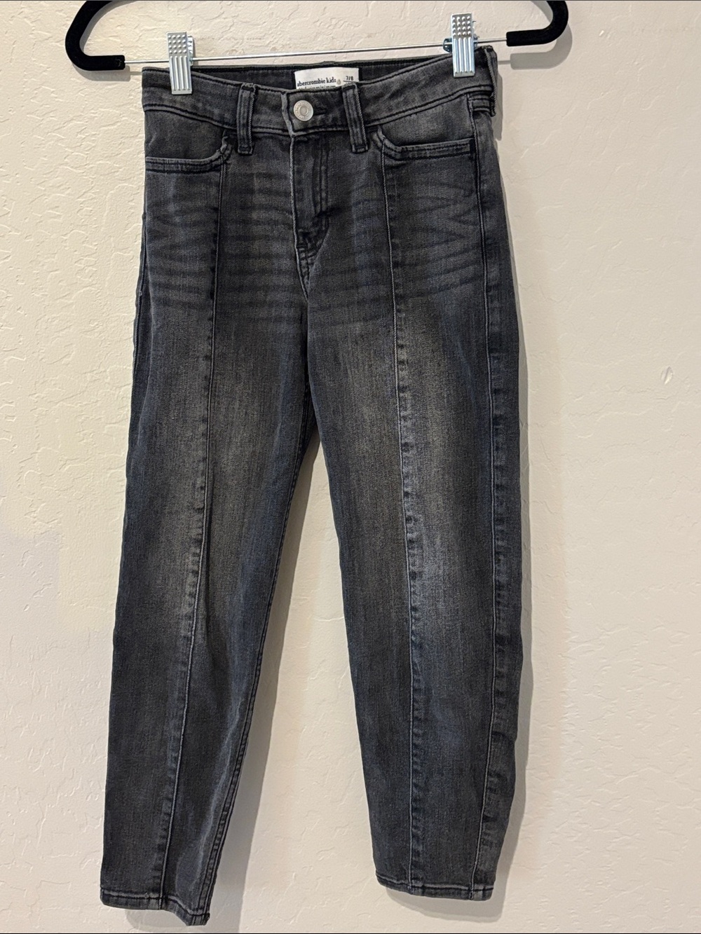 abercrombie kids Charcoal High-Rise Mini Mom Jeans
